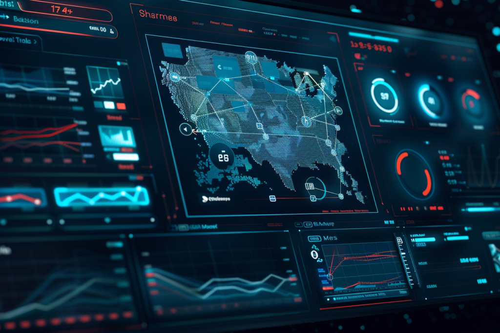 Real-time shipment tracking dashboard with GPS map, IoT sensor data, and logistics analytics for cross-border freight