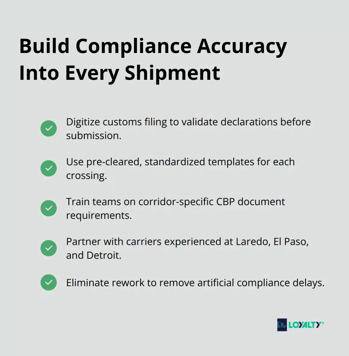 Checklist of steps to reduce cross-border compliance delays in North American freight. - domestic freight shipping