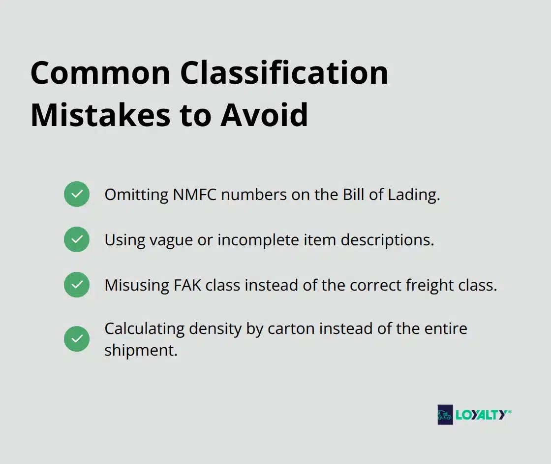 Checklist of frequent NMFC classification errors that increase shipping costs