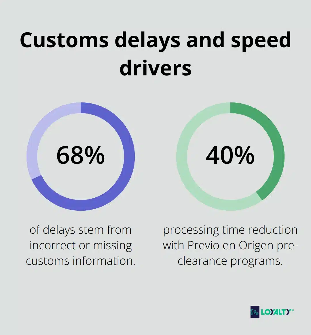 Percent breakdown of customs delays and time savings for Mexico freight - freight shipping mexico