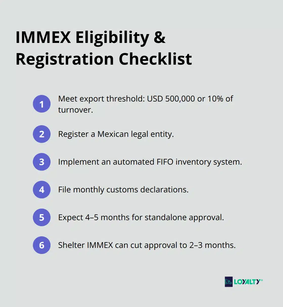 Key eligibility requirements and registration timeline for IMMEX participation in Mexico. - immex program
