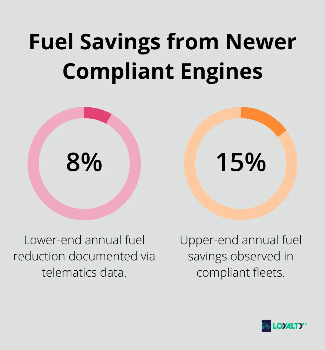 Percentage chart illustrating annual fuel savings range achieved by compliant engines - carb compliance california