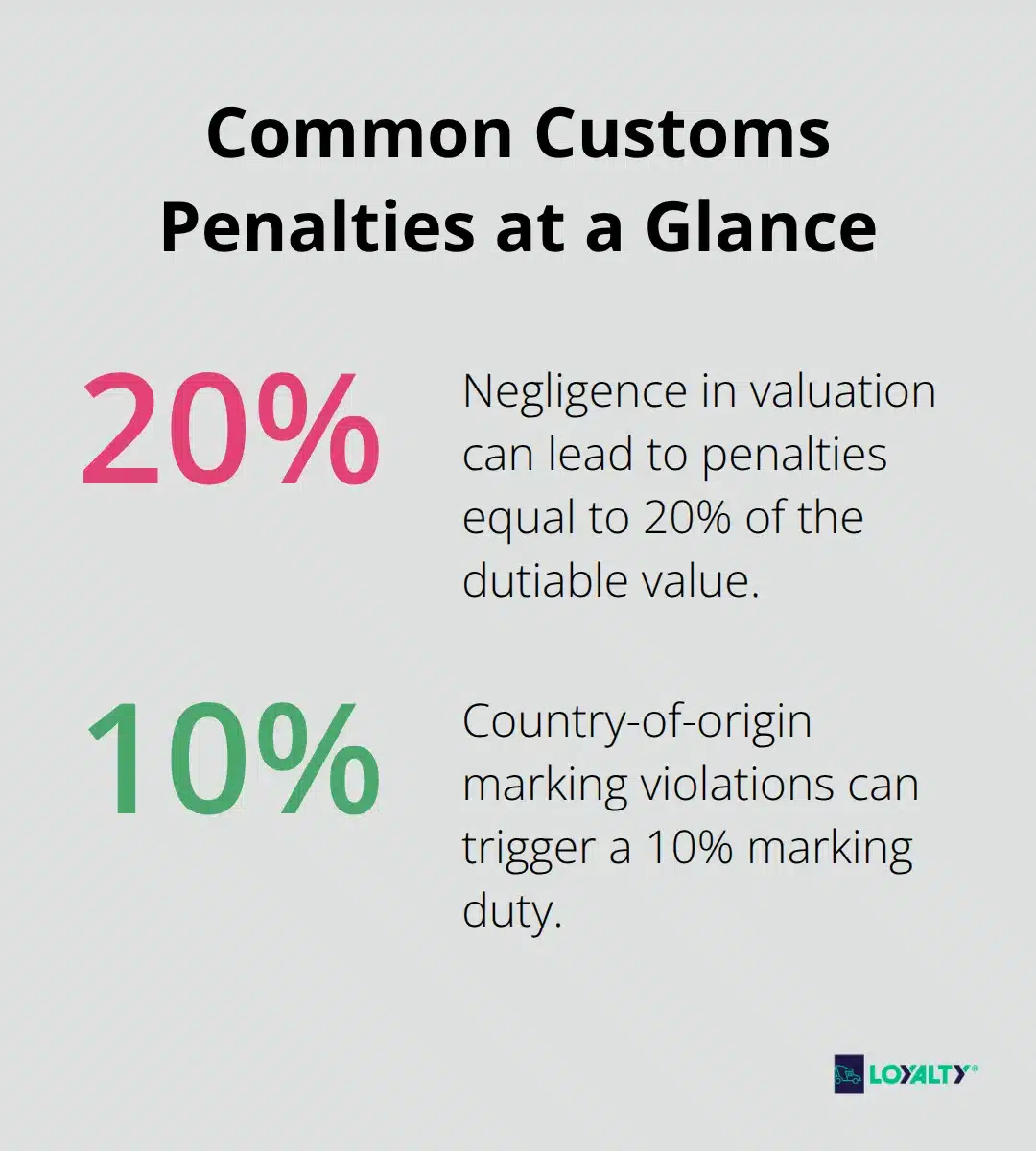 Quick view of key customs penalty percentages that impact U.S. importers. - what is a customs broker