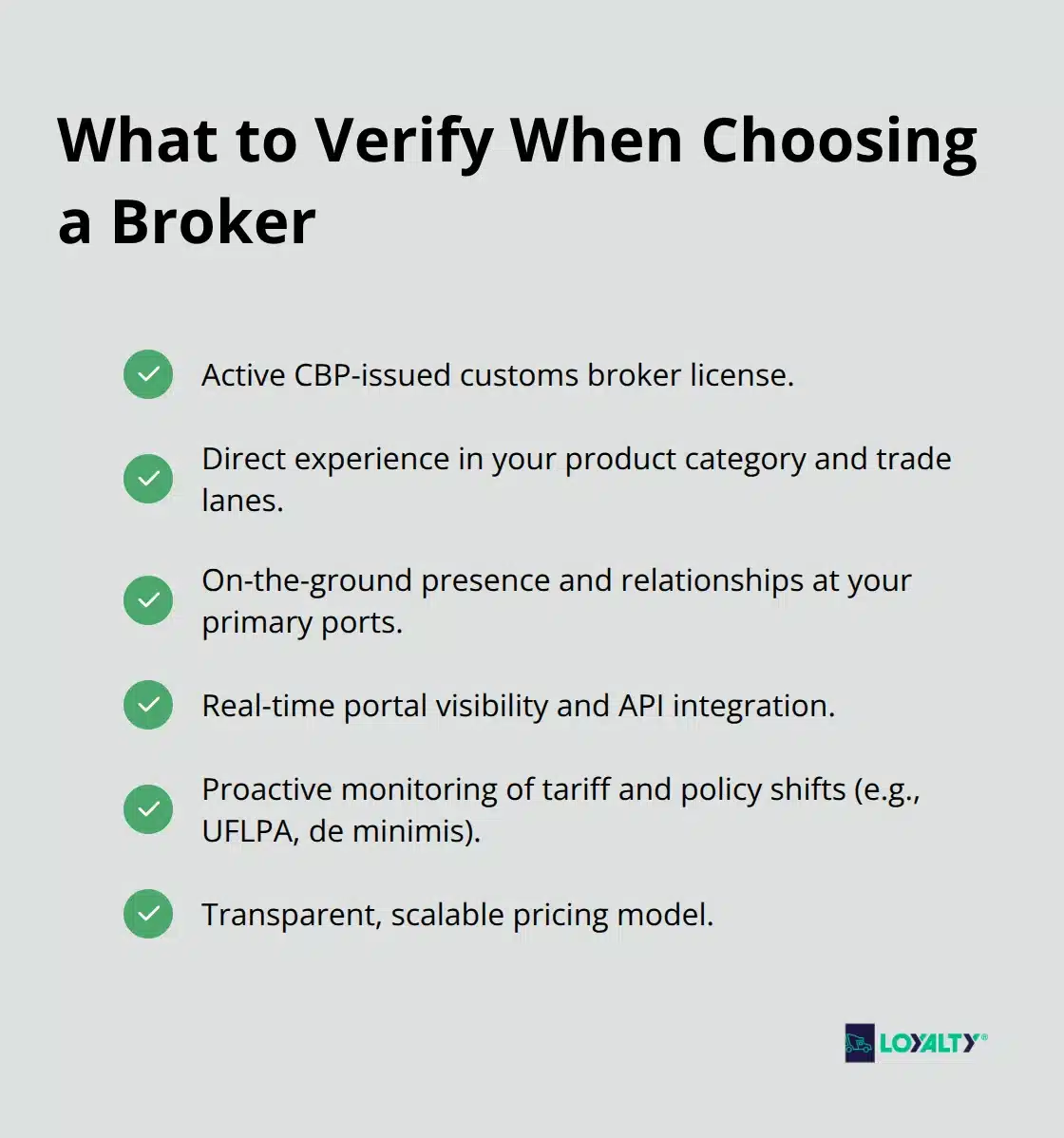 Checklist of must-have capabilities when selecting a U.S. customs broker.